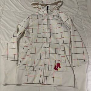 white checkered Burton Cool Flavors Dryride women's hooded jacket
